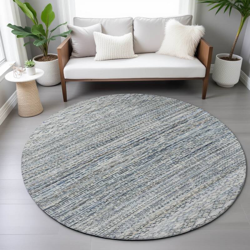 Machine Washable Indoor/Outdoor Modern Trellis Chantille Rug