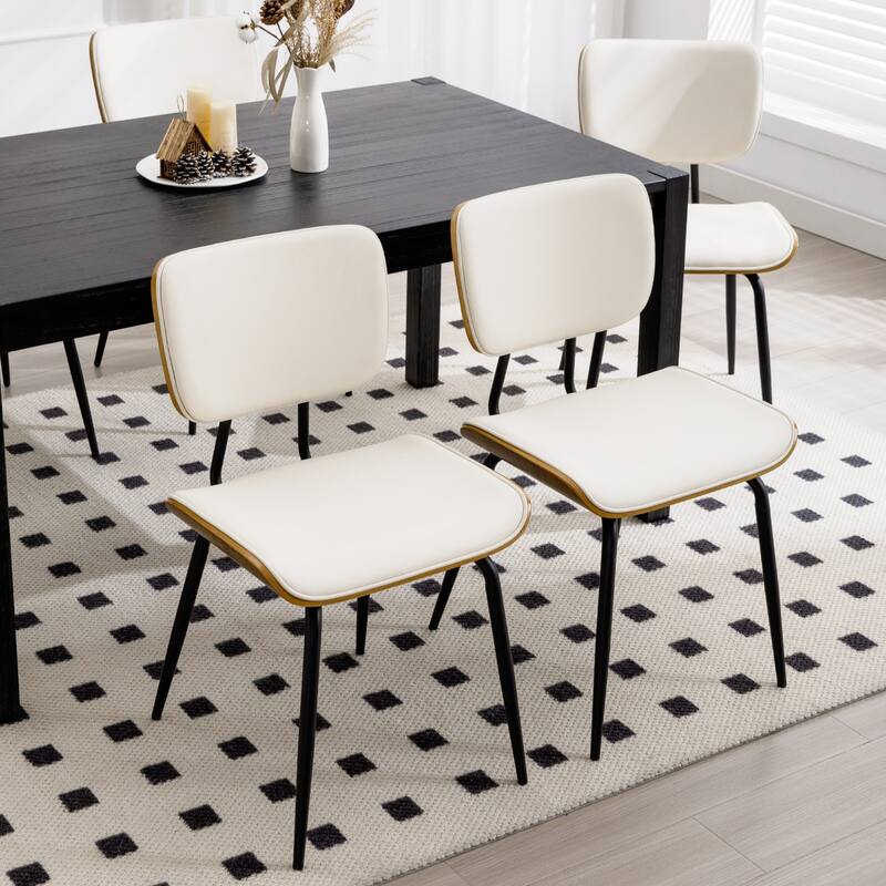 Faux Leather Upholstered Dining Chairs Set of 2/4 - 33.5" H x 17.5" W x 23" D