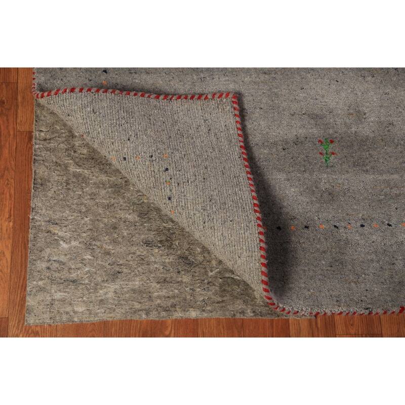 Tribal Gabbeh Oriental Area Rug Handmade Grey Wool Carpet - 5'9" x 7'8"