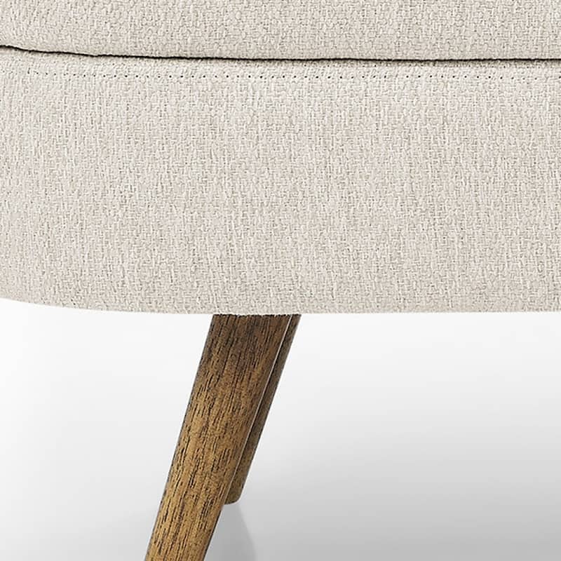 HomeRoots 44" Beige and Brown Linen Upholstered Storage Bench with Flip Top - 43.5' X '16' X '16