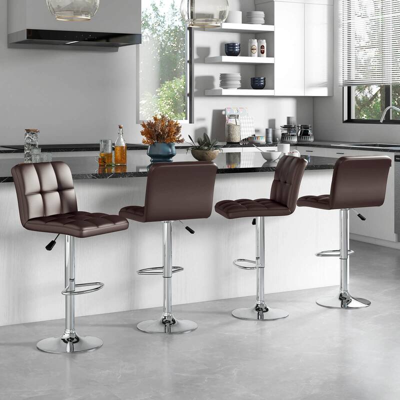 2/4PCS Bar Stools Modern Upholstered Barstools w/Sturdy Footrest