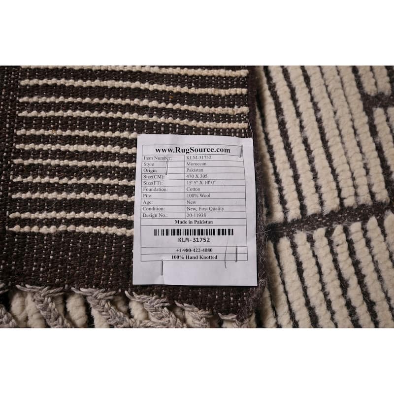 Modern Geometric Moroccan Large Area Rug Hand-Knotted Wool Carpet - 10'0"x 15'5"