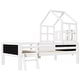 preview thumbnail 16 of 14, Solid Wood Twin Size House Bed with Ladder and Storage Drawers and 2 Blackboard