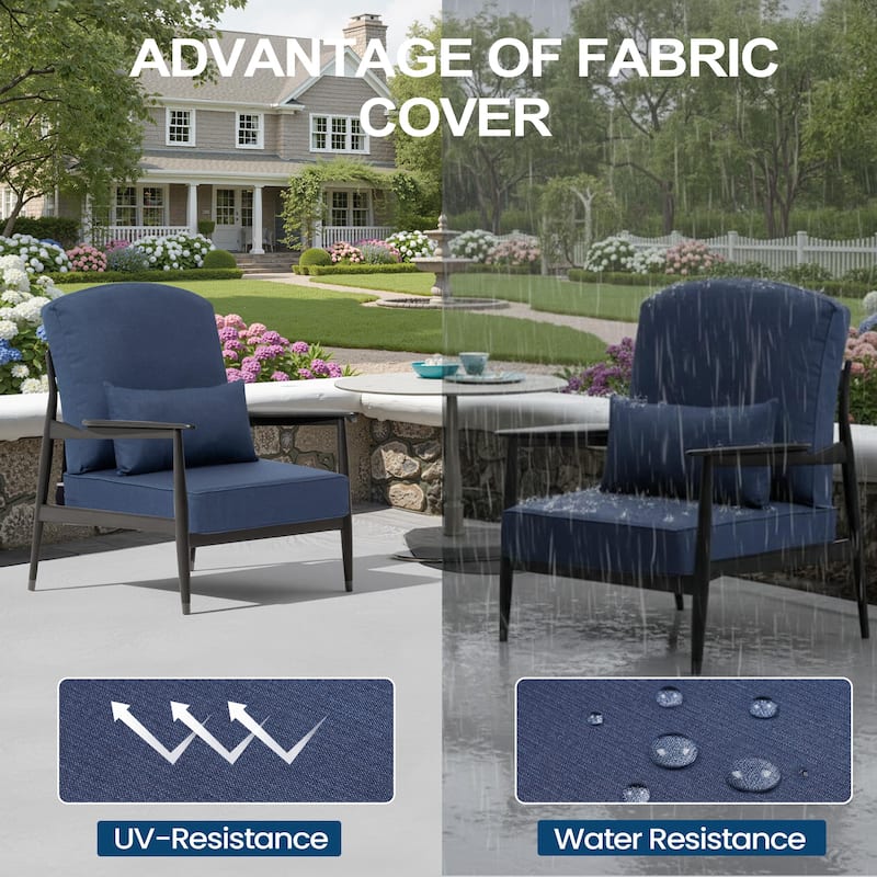 24 x 24 x 5.5 in Patio Premium Fabric Outdoor Seat Cushions Set (Seat & Back) with Pillow