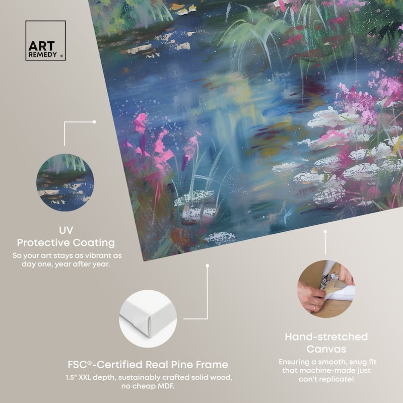 Art Remedy Hidden Garden Gallery Wrapped Impressionism 1 Piece Canvas Wall Art /Monet And Van Gogh Inspired Art