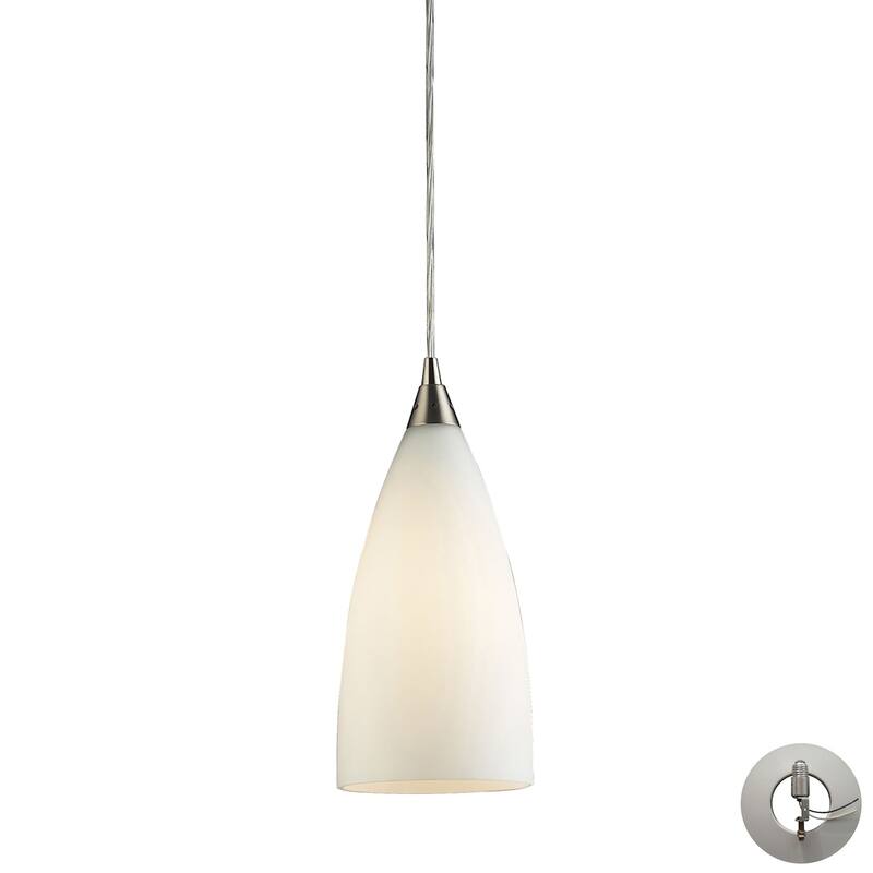 Elk Home Vesta Satin Nickel With White Glass 1 Light Pendant