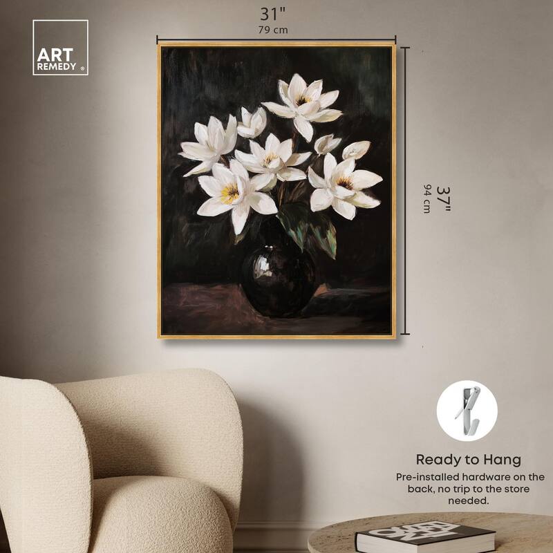 Chiaroscuro Flowers Canvas by Art Remedy