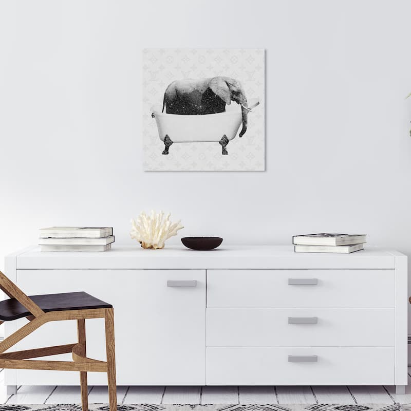 Wynwood Studio Prints Bath and Laundry Elephant Baths Black and Glam Wall Art Canvas Print - 20 x 20
