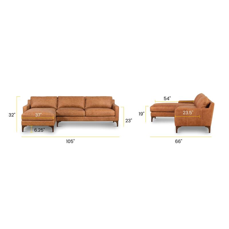 Poly & Bark Sorrento Sectional - Genuine Italian Leather