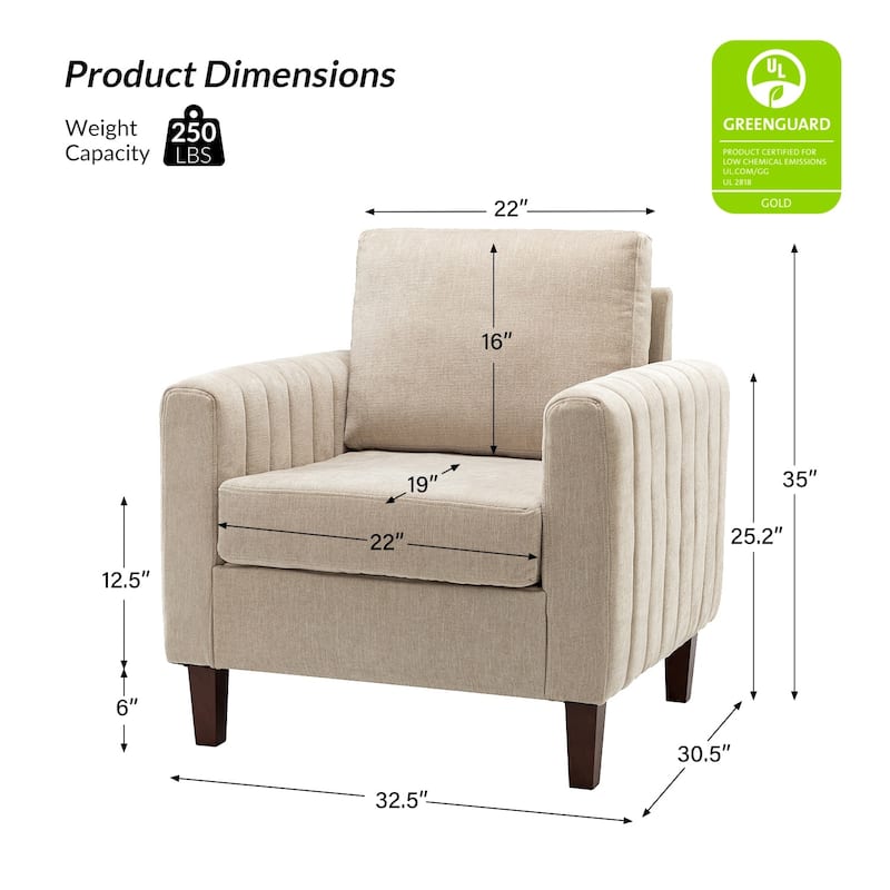 Ganymedes Upholstered Accent Club Chair with Wood Legs by HULALA HOME