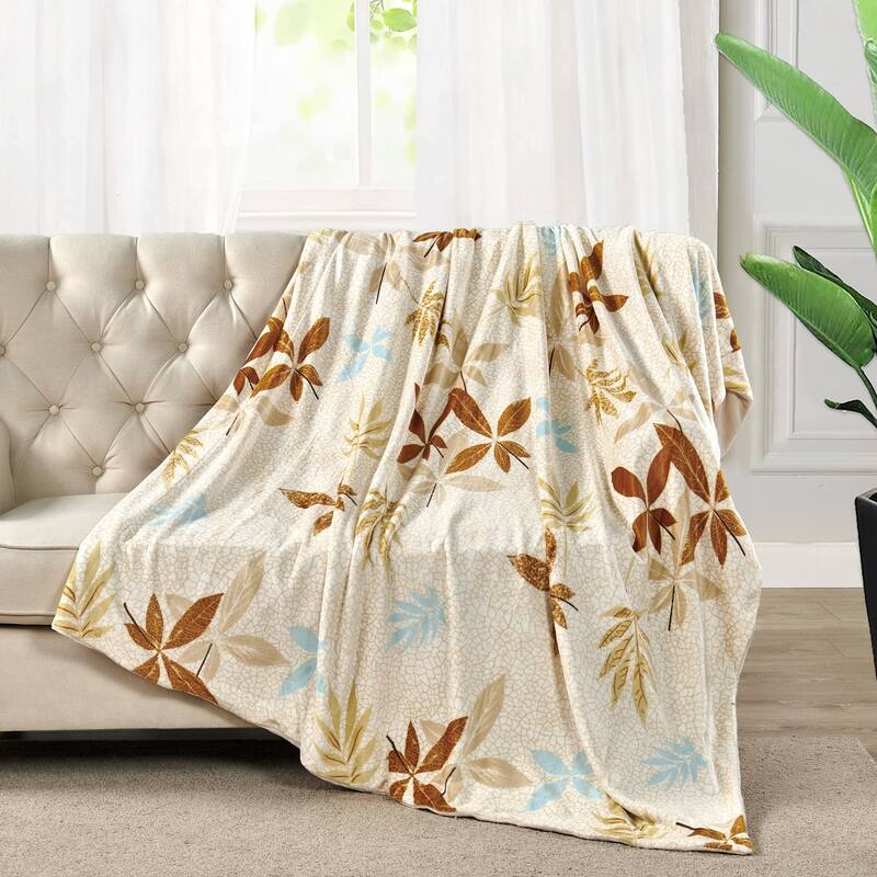 Printed Flannel Tropical Flower French / Puerto Rico Floral Throw