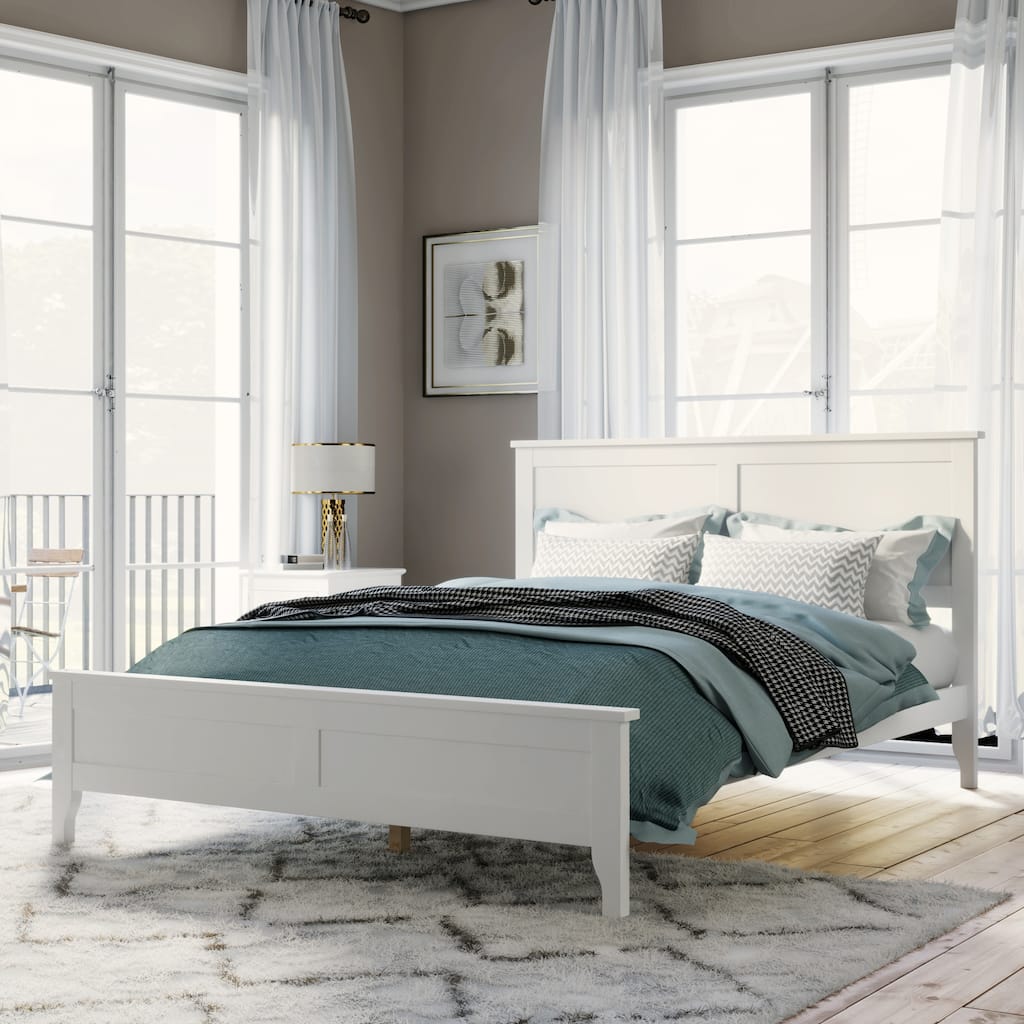 King Platform Bed Frame with Wooden Slats Support & Headboard