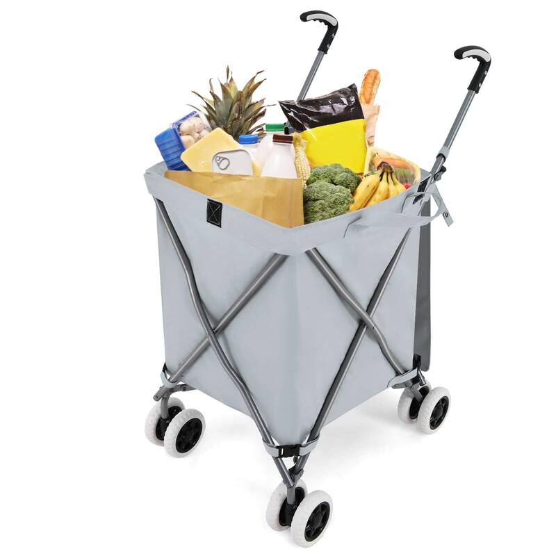 Costway Folding Shopping Cart Utility w/ Water-Resistant Removable