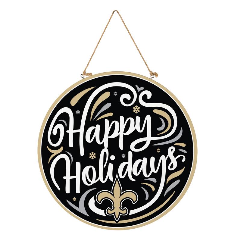 New Orelans Saints 18" x 18" Happy Holidays Door Décor Wall Sign - 18" x 18"