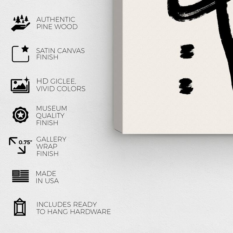 Wynwood Studio Prints Abstract Dreaming in Lines II Black and Cream White Modern & Contemporary Wall Art Canvas Print