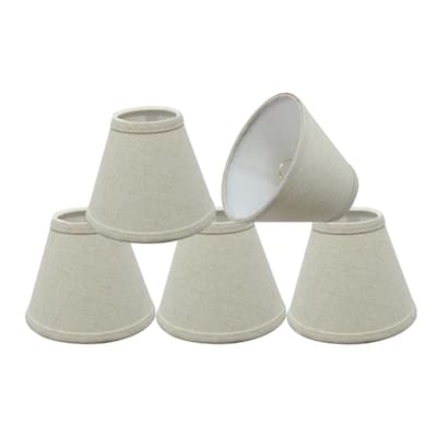 Aspen Creative Hardback Empire Chandelier Clip-On Lamp Shade (5 Pack), Oatmeal, (3" x 6" x 5")