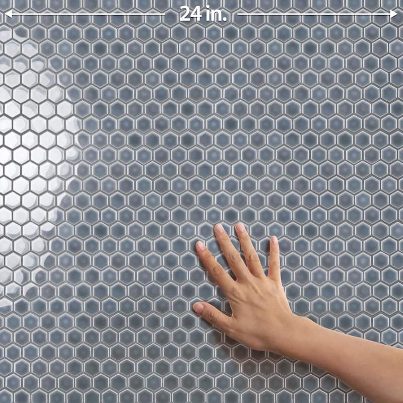 Merola Tile Hudson 1" Hex Imperial Grey 11-7/8" x 13-1/4" Porcelain Mosaic Floor and Wall Tile
