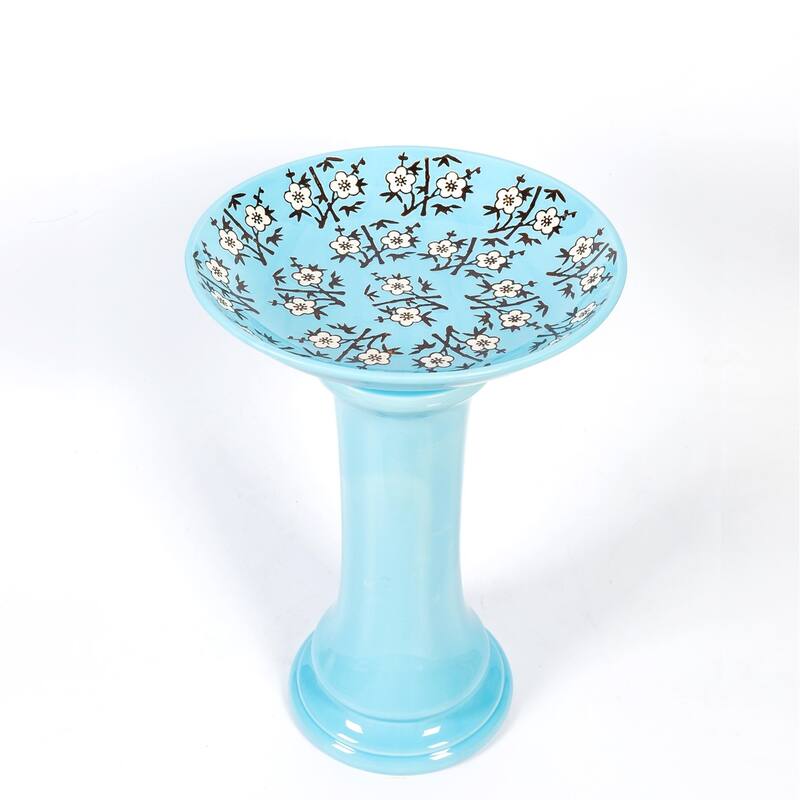 24 Inch Tall Porcelain Pedestal birdbath - 16"x16"x24"