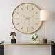 preview thumbnail 2 of 5, Framed Round Stone Wall Clock - 35.25" - Antique Gold Finish