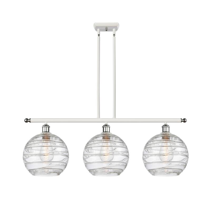 Innovations Lighting 516-3I-13-37 Athens Linear Athens 3 Light 37" - White and Polished Chrome / Clear Deco Swirl