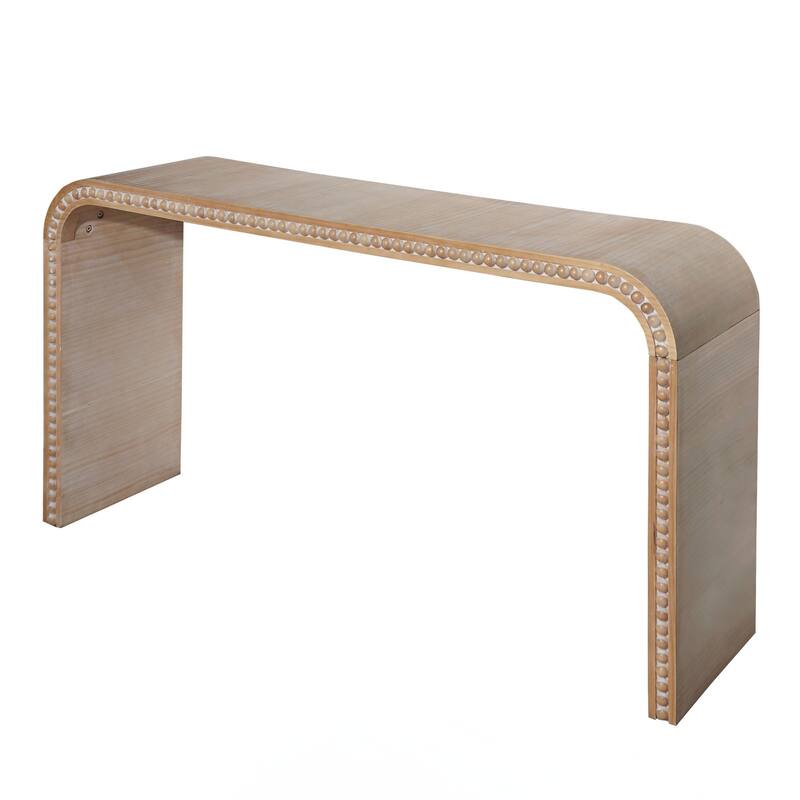 Entryway Table, Curved Waterfall-style Table,Console table with wood beads,Entrance Table for Entryway, Hallway, Living Room