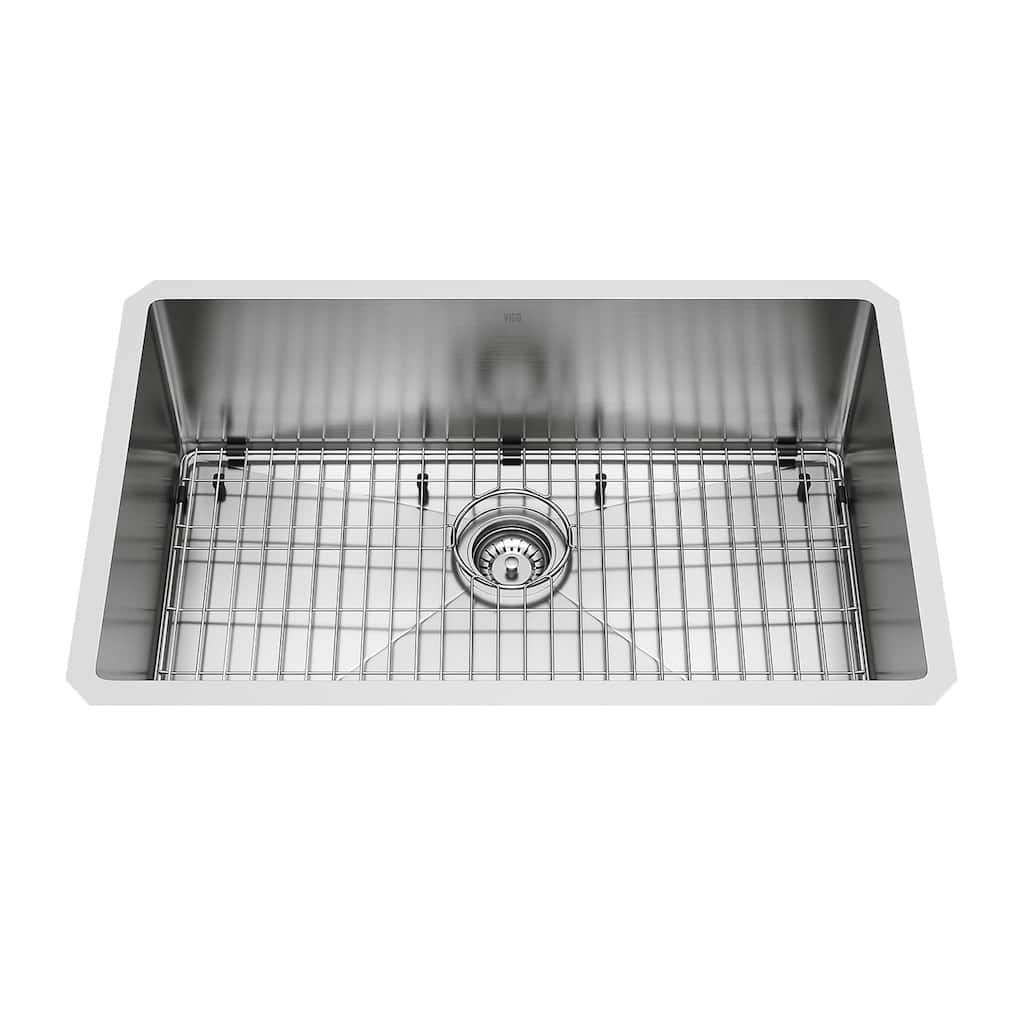 VIGO Mercer Stainless Steel 30-inch Kitchen Sink, Grid and Strainer