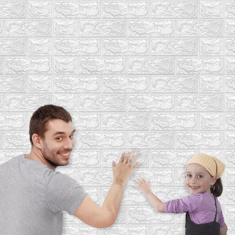 Art3d 20pcs 30.5"x27.5" White Self-adhesive Foam Faux Brick Wall Tiles Wall Sticker