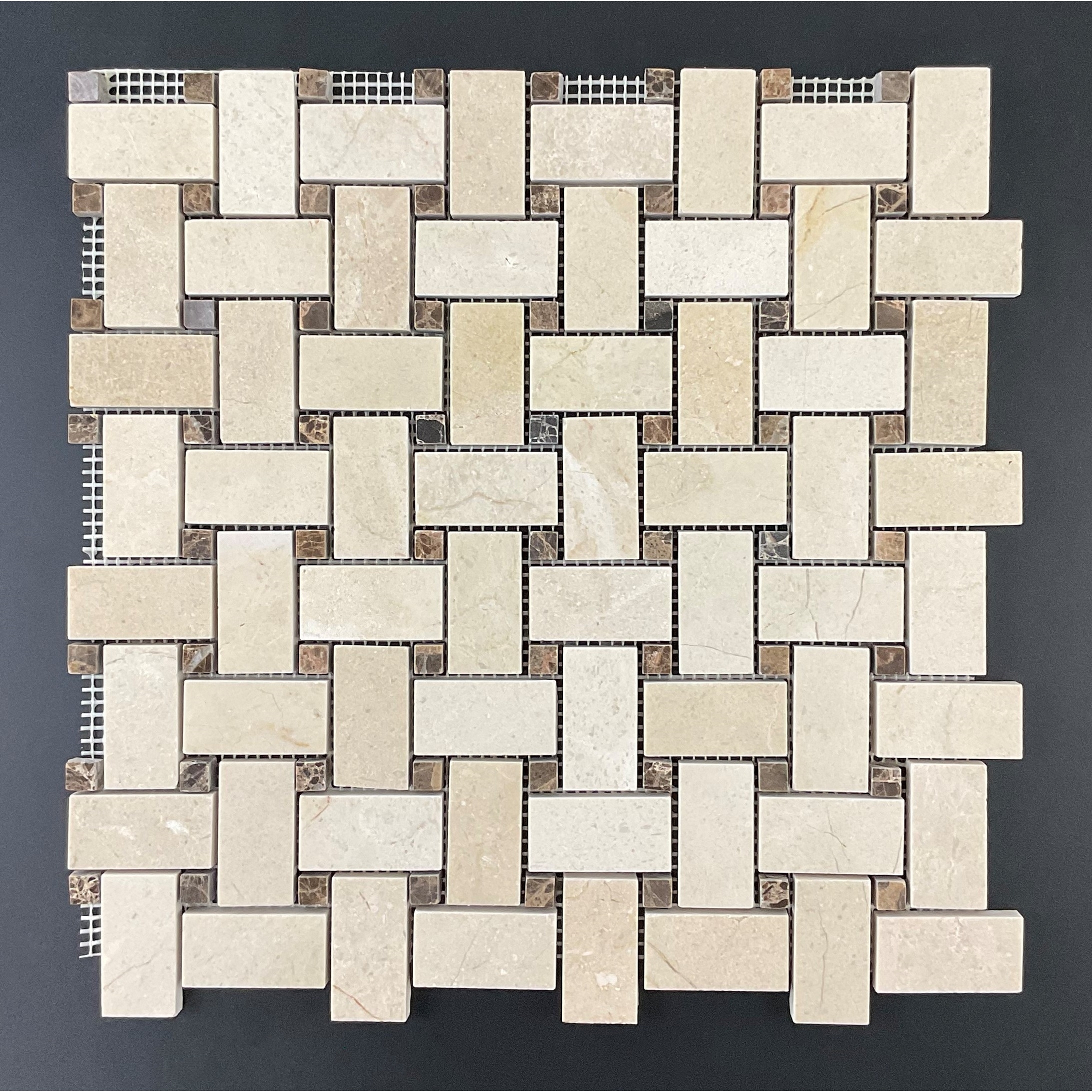 Cream Marfil 1 x 2 Basketweave Marble Mosaic Tiles - Case (10 Sheets)