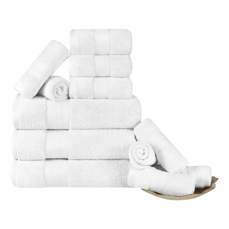 Turkish Cotton 12 Piece Solid Plush Heavyweight Towel Set by Superior