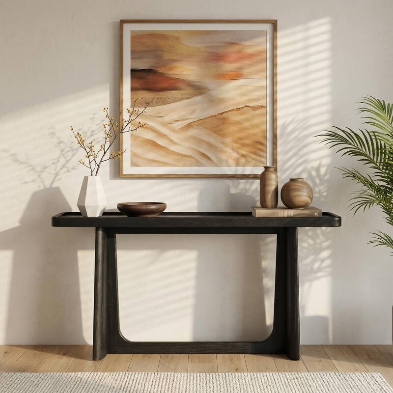 Farmhouse Console Table with Tray Top Design, Solid Wood Frame for Entryway