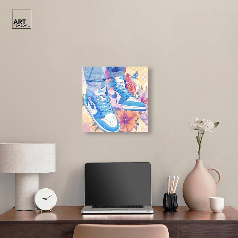 Sneakers in Bloom Acrylic by Art Remedy, Ready to Hang