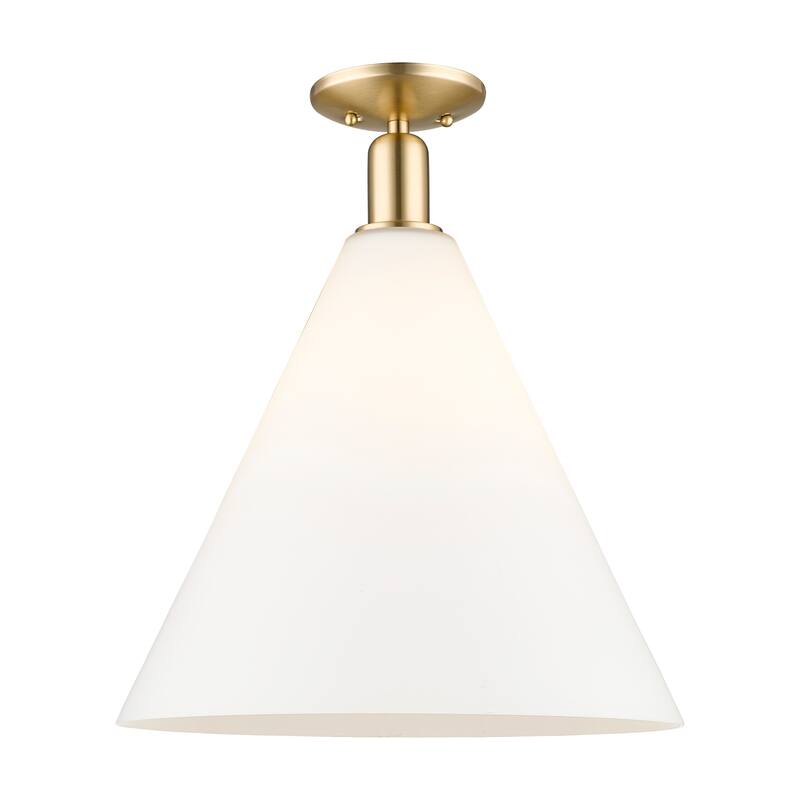 Innovations Lighting Endless Possibilities Arcadia - Berkshire Glass - 1 Light 16" Semi-Flush Mount - Champagne Bronze/Matte White