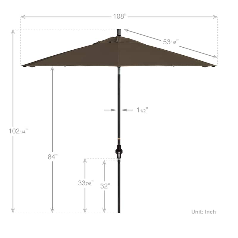 Okaloosa 9' Rd.Crank Lift Tilting, Aluminum Pole Fiberglass Rib Patio Umbrella Sunbrella Fabric by Havenside Home