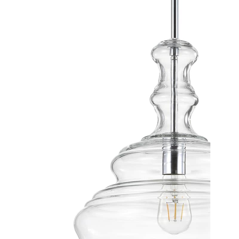 Monkey 13.37" Glass/Metal LED Pendant, by JONATHAN Y