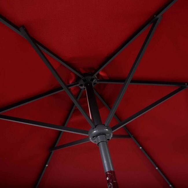 9FT Patio Solar Umbrella LED Patio Market Steel Tilt W/ Crank Outdoor New