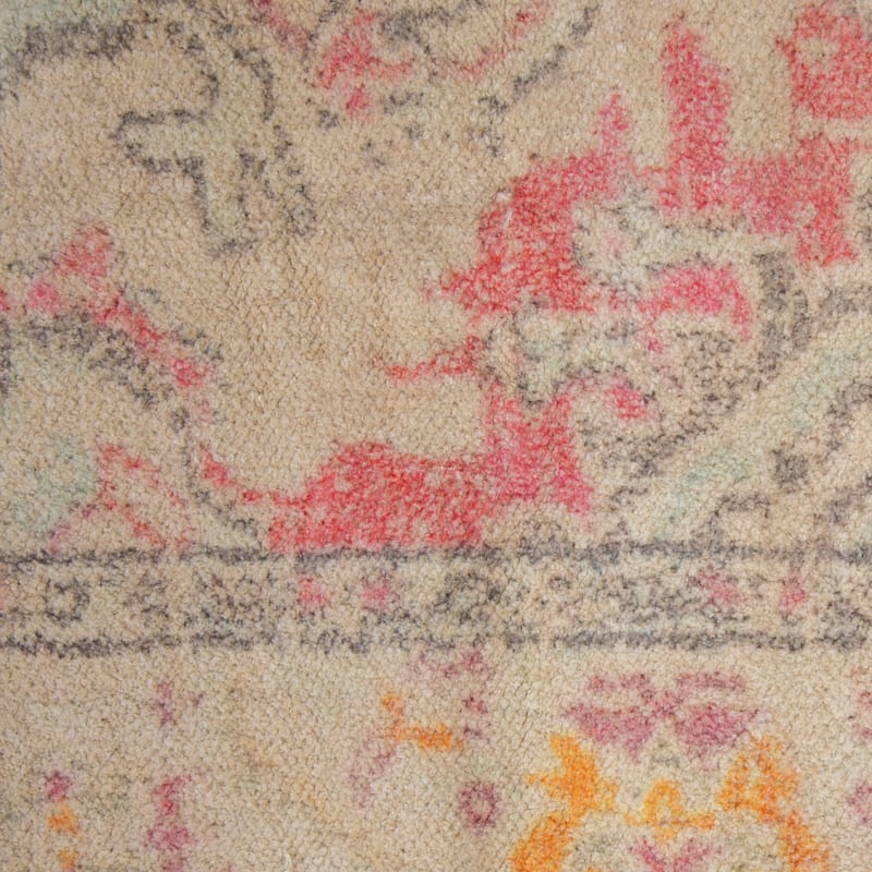 Cotton Chenille Distressed Print Rug with Fringe