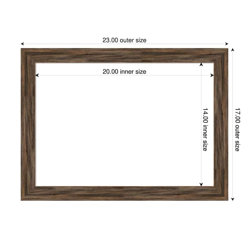Amanti Art Regis Barnwood Grey Narrow Framed Dry Erase Magnetic Board - 23 x 17 in - Regis Barnwood Mocha Narrow