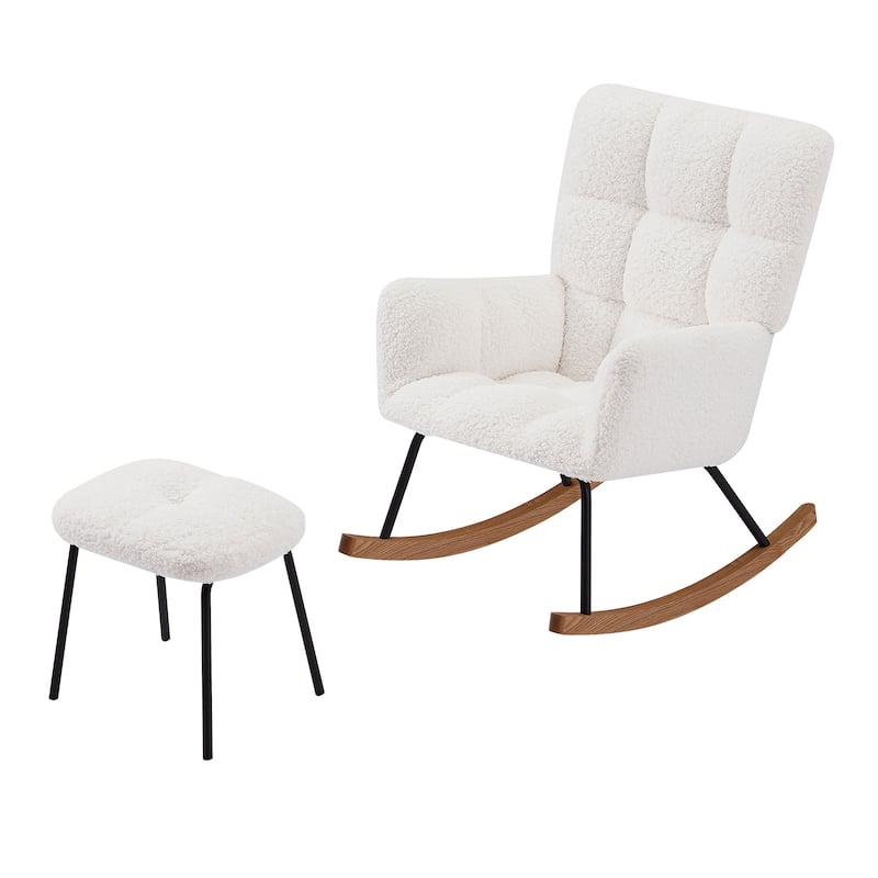 Rocking Chair Nursery Glider Chair High Back Rocking Armchair Upholstered Lounge Chair