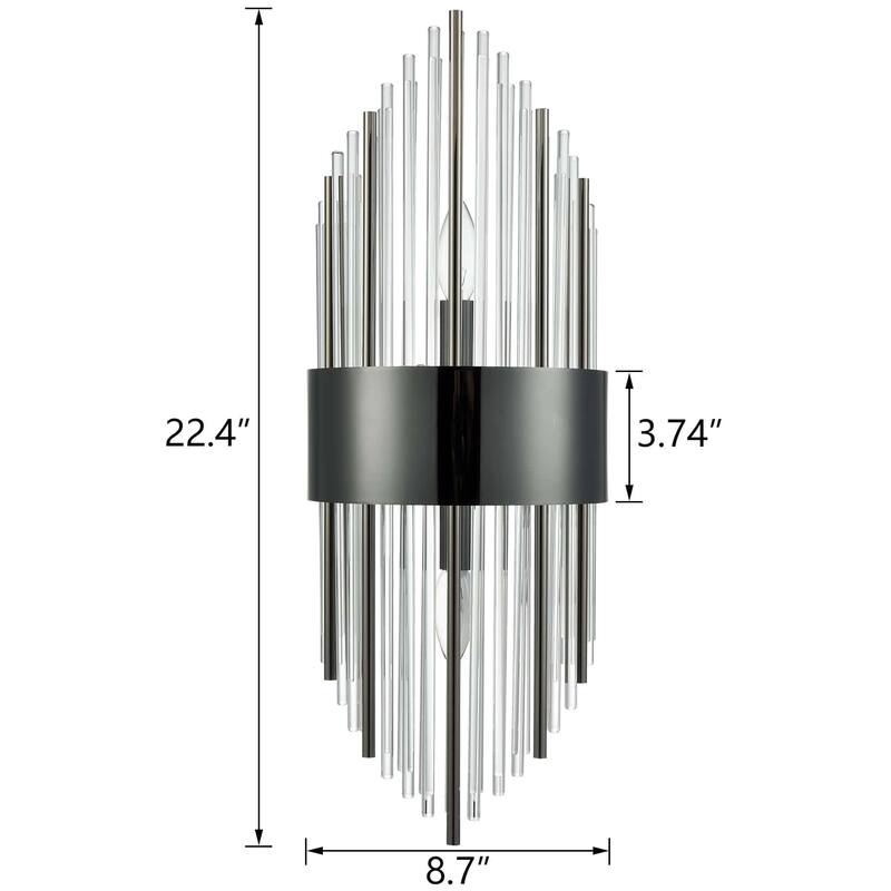 Polignano Modern Wall Sconces , Glass & Brass Rods , Set of 2 Lights