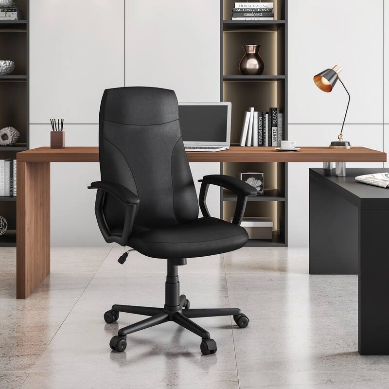 Techni Mobili Medium Back Executive Office Chair, Black - Black
