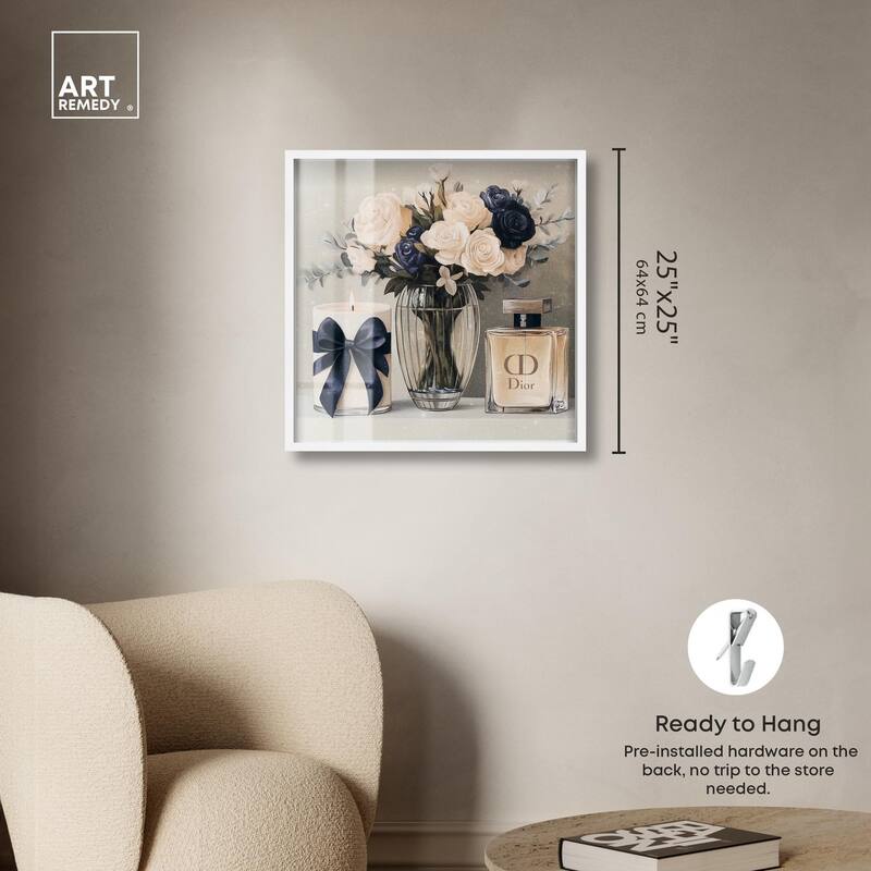 Ivory Perfume Flowers in Vase Shadowbox by Art Remedy