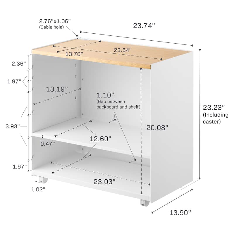 Yamazaki Home Mobile Hideaway Storage Cart, Steel and Wood, Wheels - L 13.9 x W 23.74 x H 23.23 inches