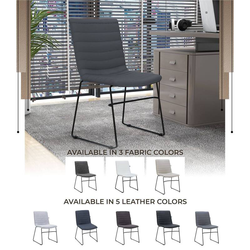 Zylar Modern Leather Guest Chair with Lumbar Support, Stainless Steel Base, High-Density Foam, Floor Protectors, 300 lb Capacity
