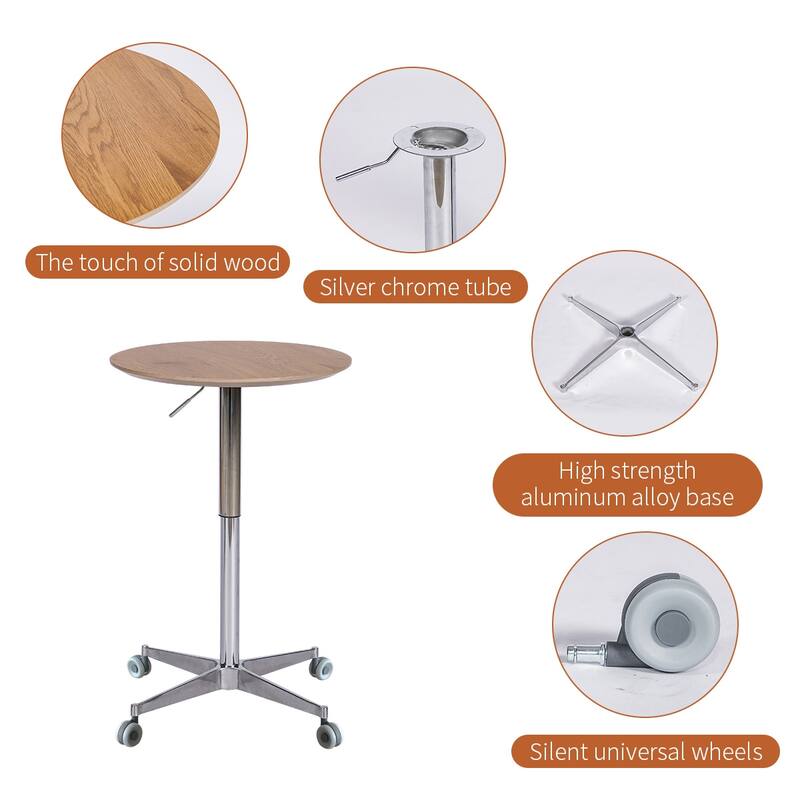 Movable Adjustable Bar Table 360 Swivel Counter Bar Height Aluminum Star Base Movable for Stand Desk Bistro Table