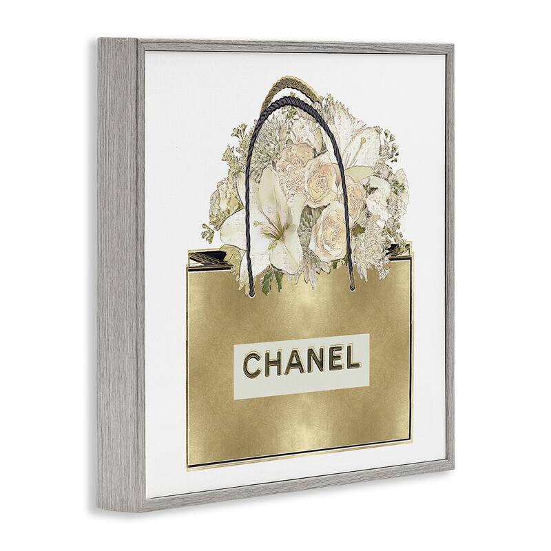 Stupell Flowers in Gold Bag Framed Giclee Art Design By Madeline Blake