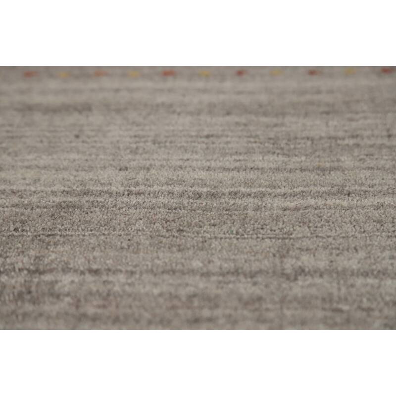 Hand Knotted Oriental 100% Wool Carpet Tribal Animal Pictorial Greys & Charcoal Gabbeh Area Rug - 9' 9'' X 7' 11''
