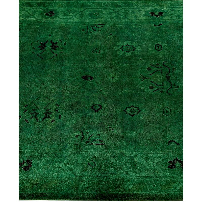 Overdyed One-of-a-Kind Hand-Knotted Area Rug - Green - 3' 1" x 13' 6"