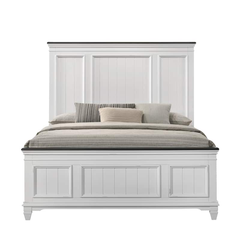 Roundhill Furniture Clelane Wood Bedroom Set with Bed, Dresser, Mirror, and Two Nightstands