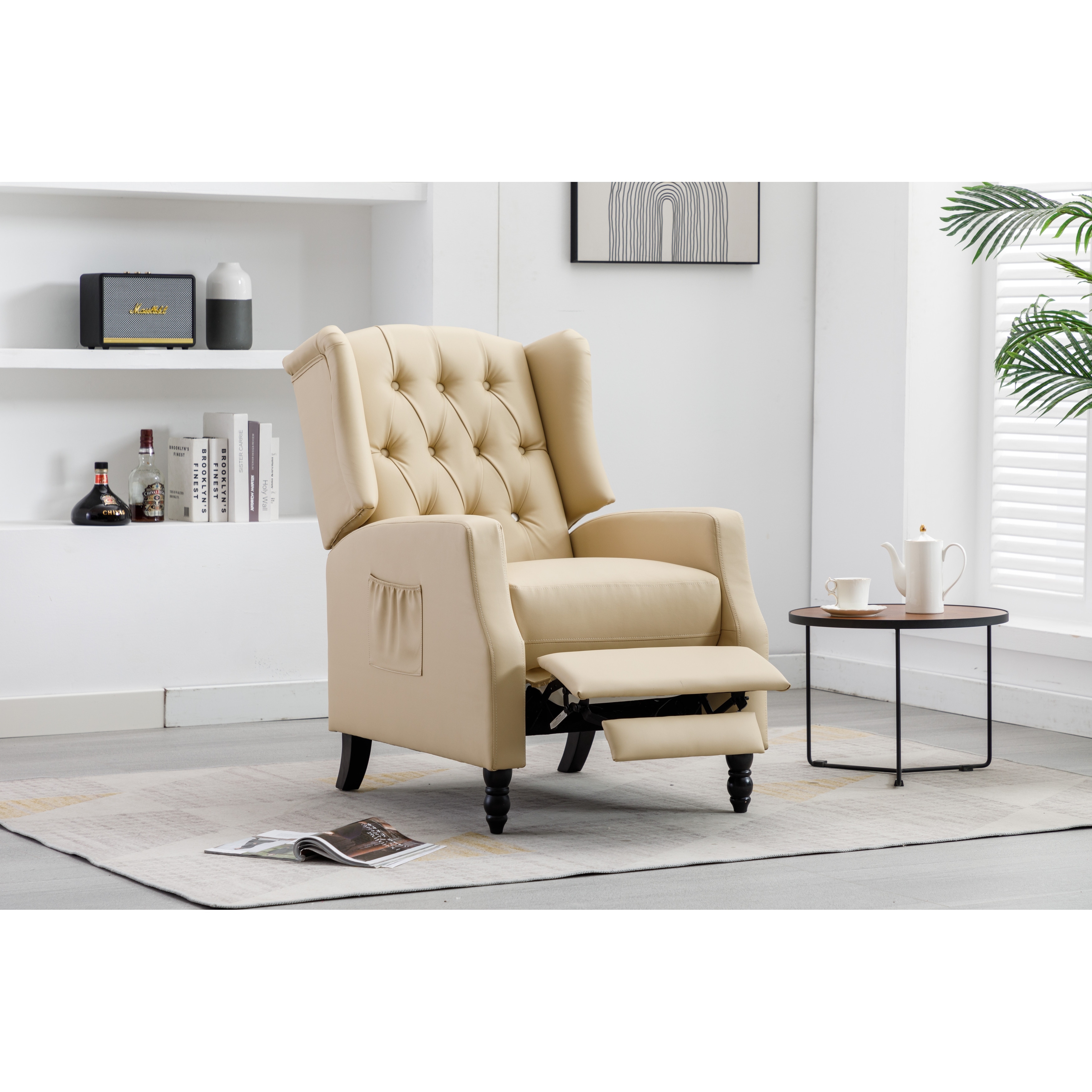 Leather chair hotsell and footrest