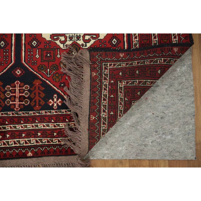 Hand Knotted Oriental 100% Wool Carpet Traditional Geometric Red Balouch Area Rug - 9' 7'' X 6' 6''